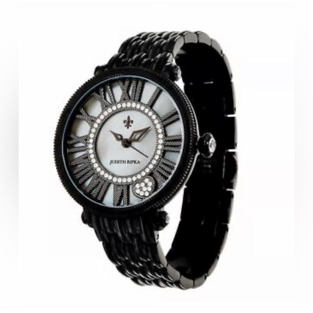 NIB Judith Ripka Elegant Black Mother of Pearl Watch